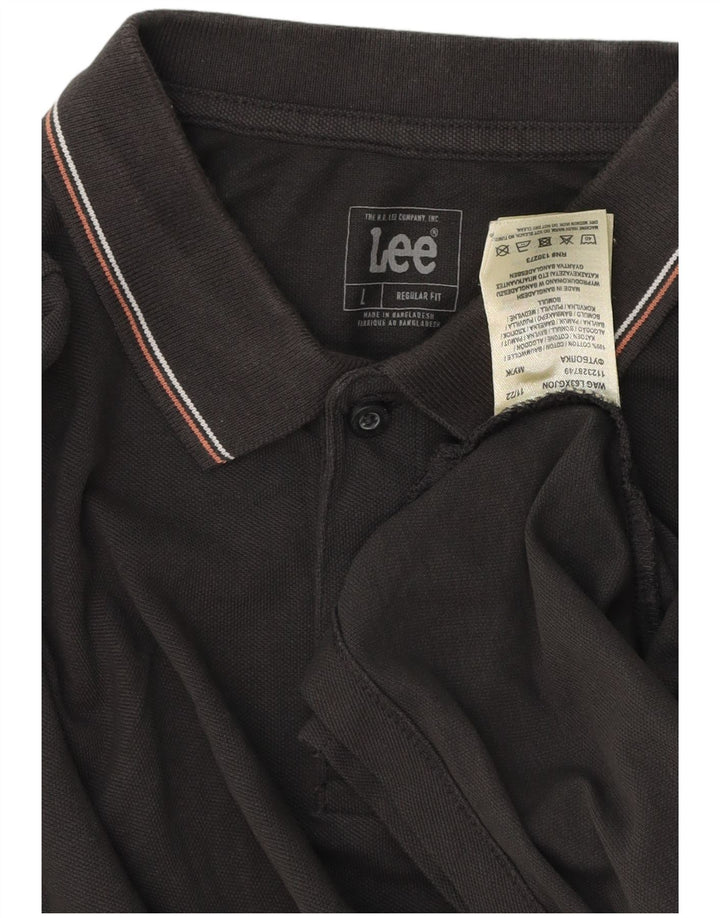 Camisa polo masculina Lee Regular Fit grande algodão cinza