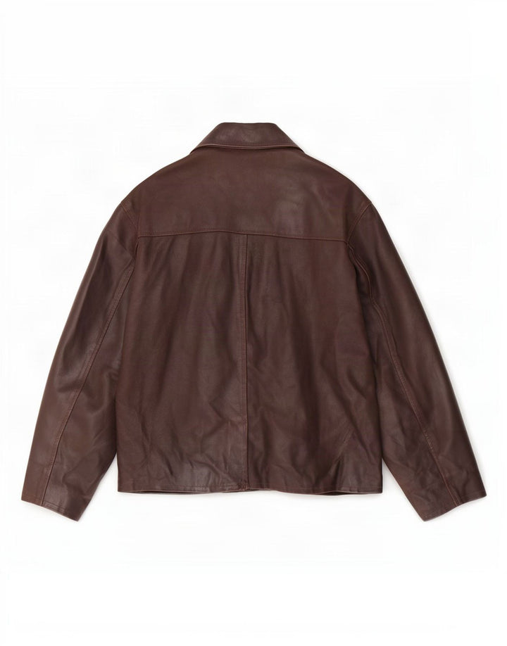 Jaqueta blazer masculina vintage de couro com 3 botões Reino Unido 38 marrom médio