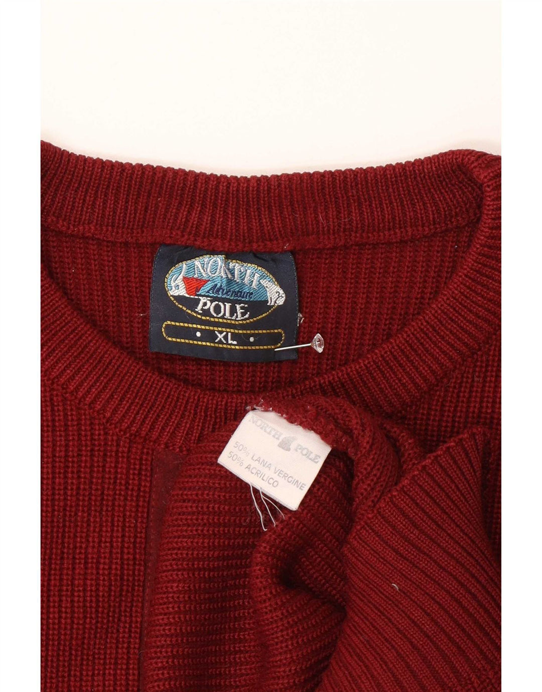 Suéter masculino North Pole com gola redonda XL lã cor de vinho