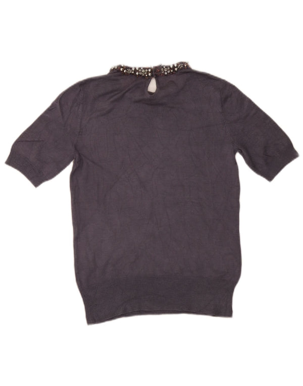 Blusa feminina Zara UK 12 médio azul marinho