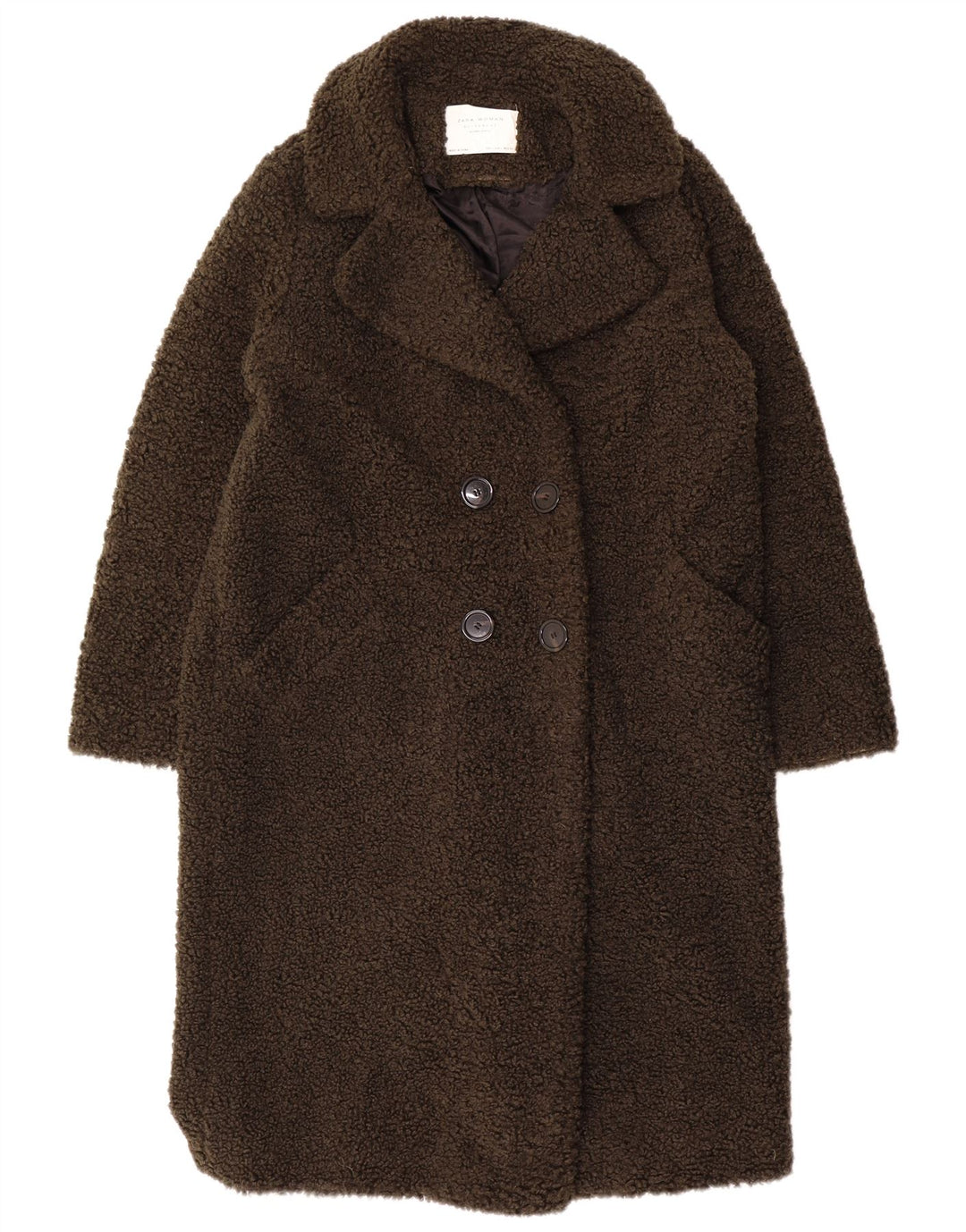 Sobretudo feminino Zara Teddy Bear UK 16 grande cáqui
