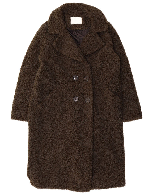 Sobretudo feminino Zara Teddy Bear UK 16 grande cáqui