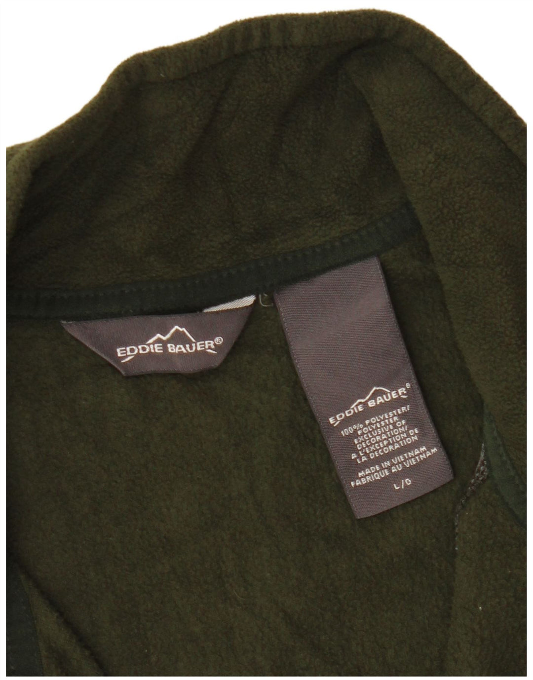 Eddie Bauer Suéter masculino de lã com zíper e gola grande poliéster verde