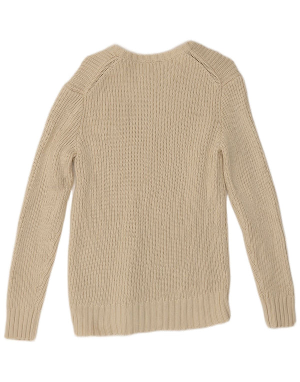 Suéter feminino Gap com gola canoa UK 14 médio algodão branco