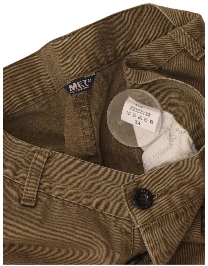 Metropolitan Mens Cargo Shorts W34 Grande Algodão Cáqui