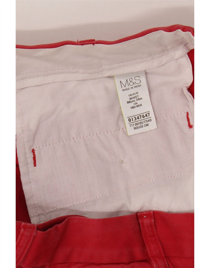 Shorts chino masculino Marks & Spencer W34 grande algodão vermelho