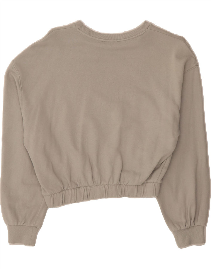 ZARA Womens Crop Sweatshirt Jumper UK 14 Medium Grey Cotton Vintage Zara and Second-Hand Zara from Messina Hembry 