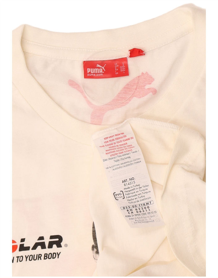 Puma Mens Graphic T-Shirt Top Grande Algodão Branco