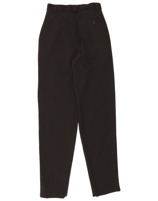 Calça de terno feminina vintage IT 44 médio W26 L35 poliéster preto