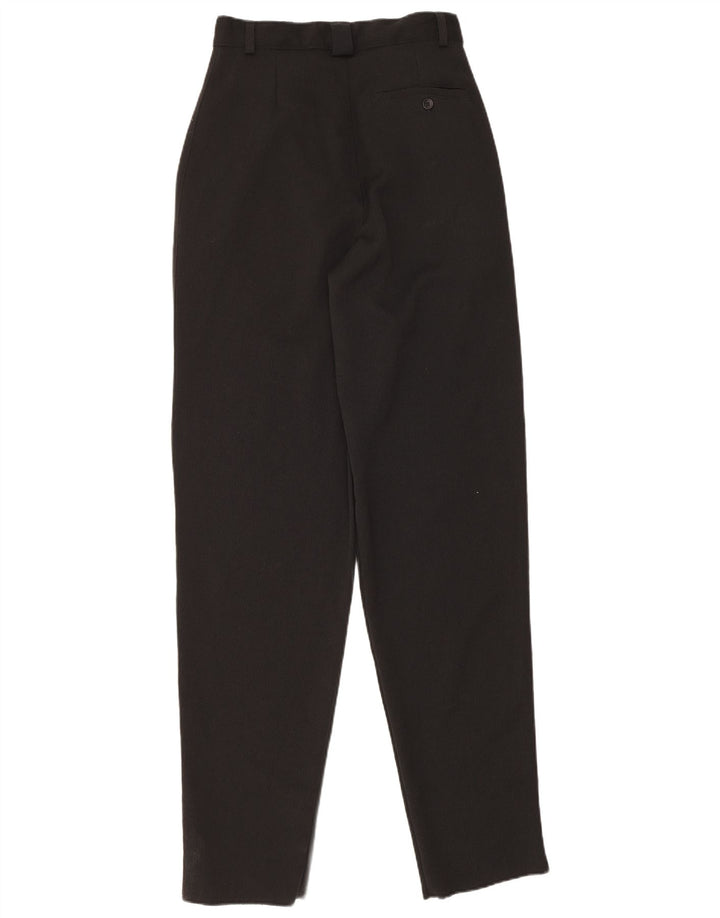 Calça de terno feminina vintage IT 44 médio W26 L35 poliéster preto