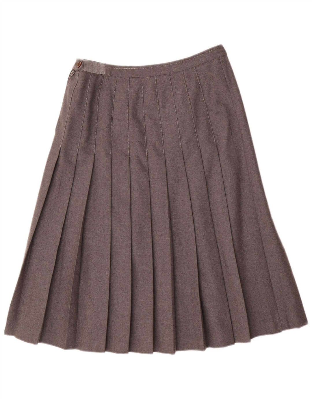 Saia plissada feminina vintage IT 44 médio W28 lã cinza