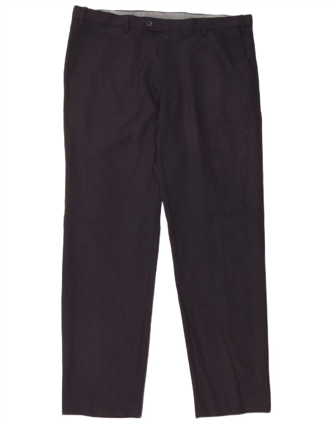 Calça masculina de ajuste regular Marks & Spencer W40 L33 azul marinho poliéster