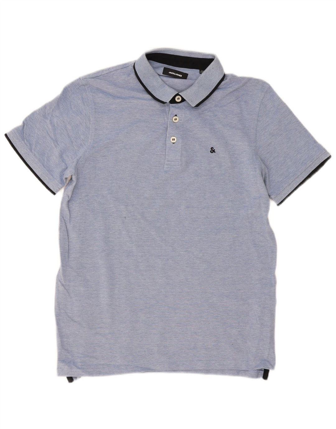 Camisa polo masculina Jack & Jones grande algodão manchado azul