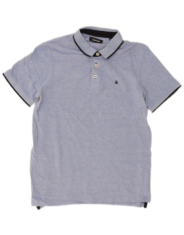 Camisa polo masculina Jack & Jones grande algodão manchado azul