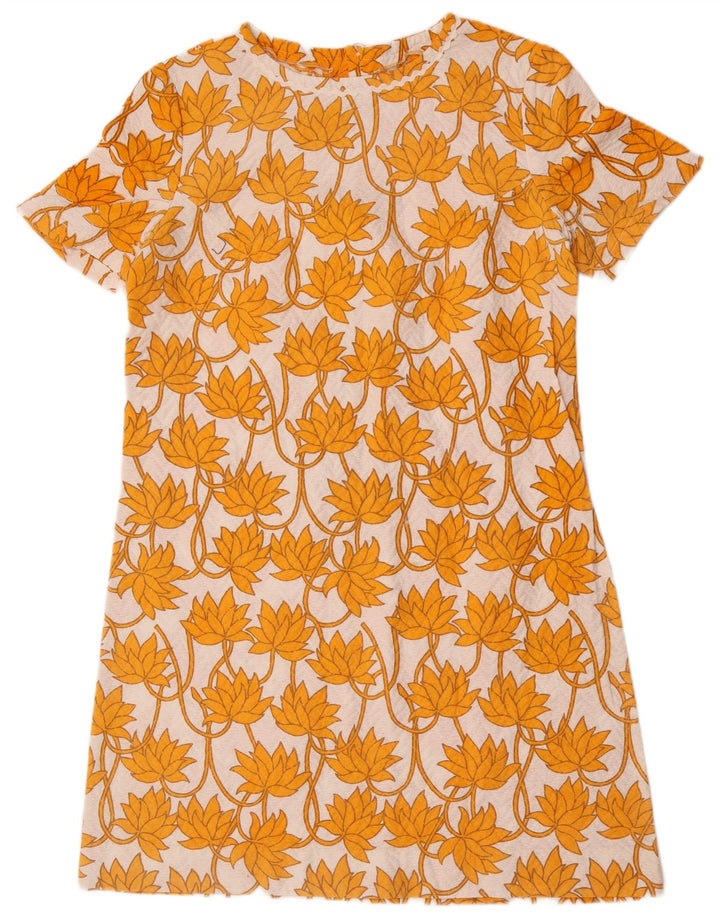 Vestido feminino vintage UK 12 médio floral branco