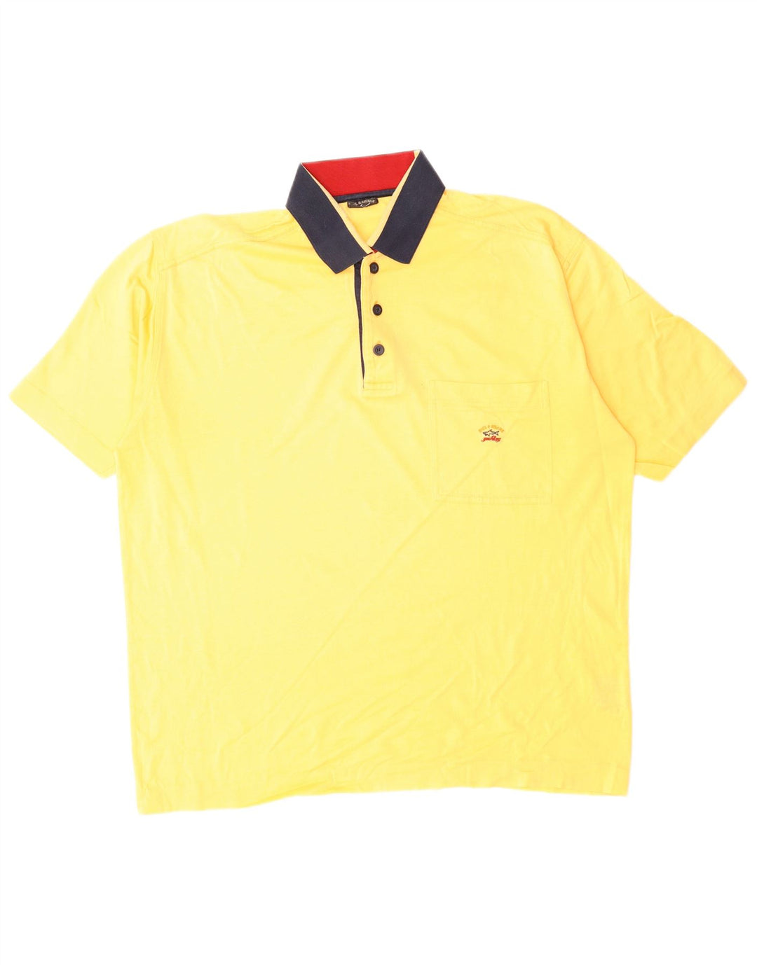 Camisa polo masculina PAUL & SHARK grande algodão colorblock amarelo