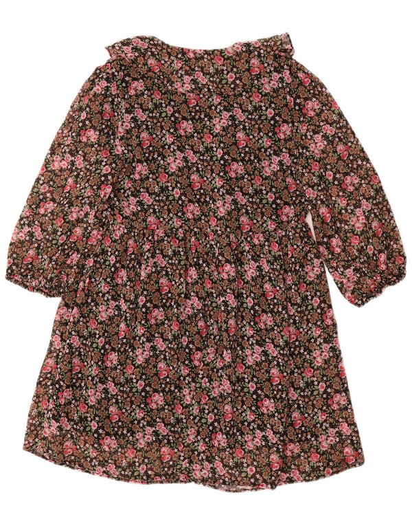 Vestido feminino Zara manga 3/4 linha A UK 10 pequeno floral multicolorido
