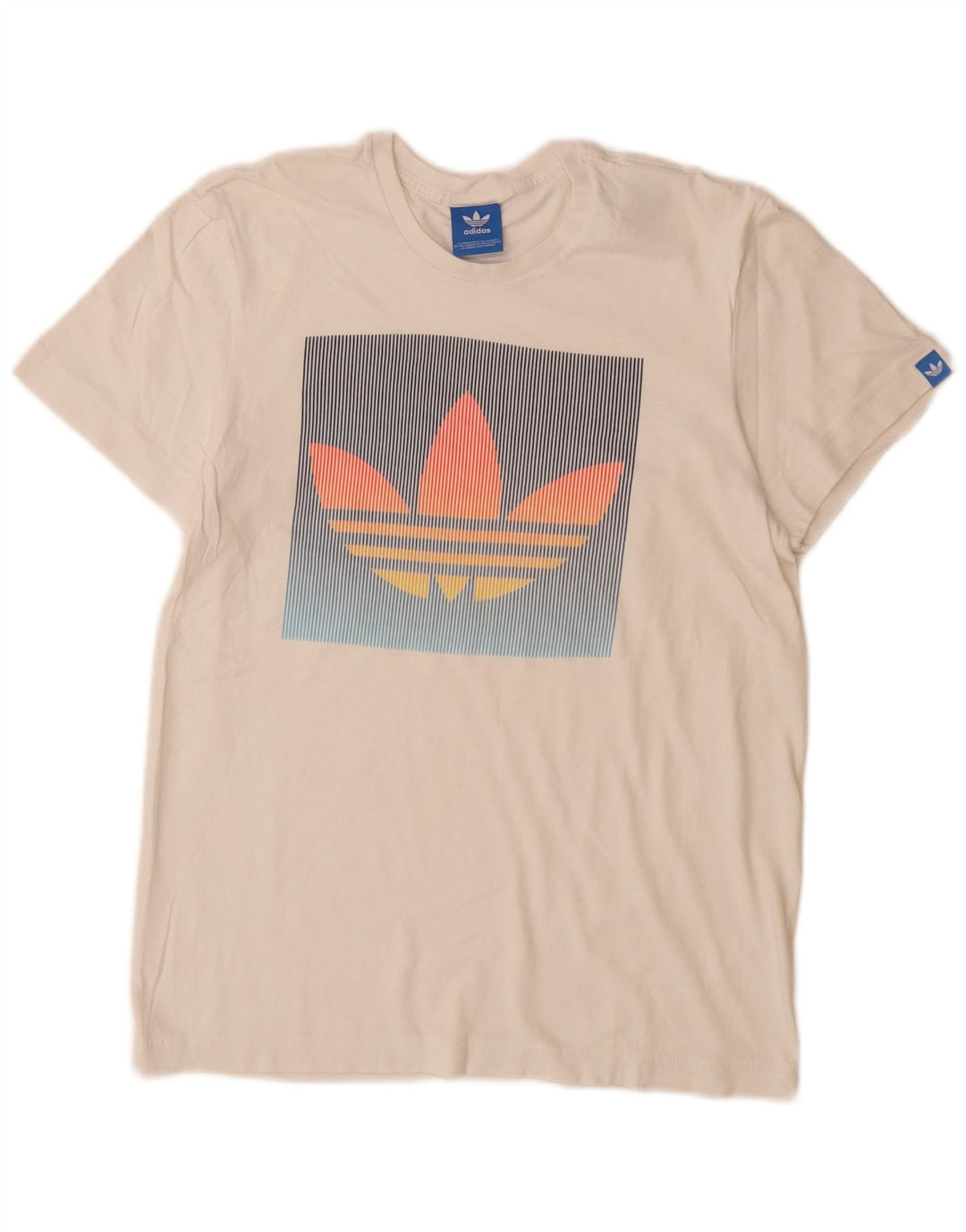 ADIDAS Mens Graphic T-Shirt Top Pequeno Algodão Branco