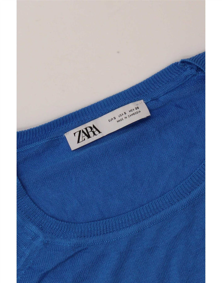 Zara Suéter feminino oversized com gola canoa Reino Unido 10 pequeno azul