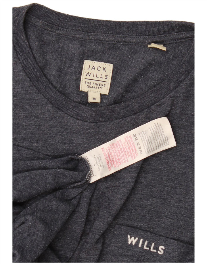 Camiseta masculina Jack Wills Top médio algodão manchado azul marinho