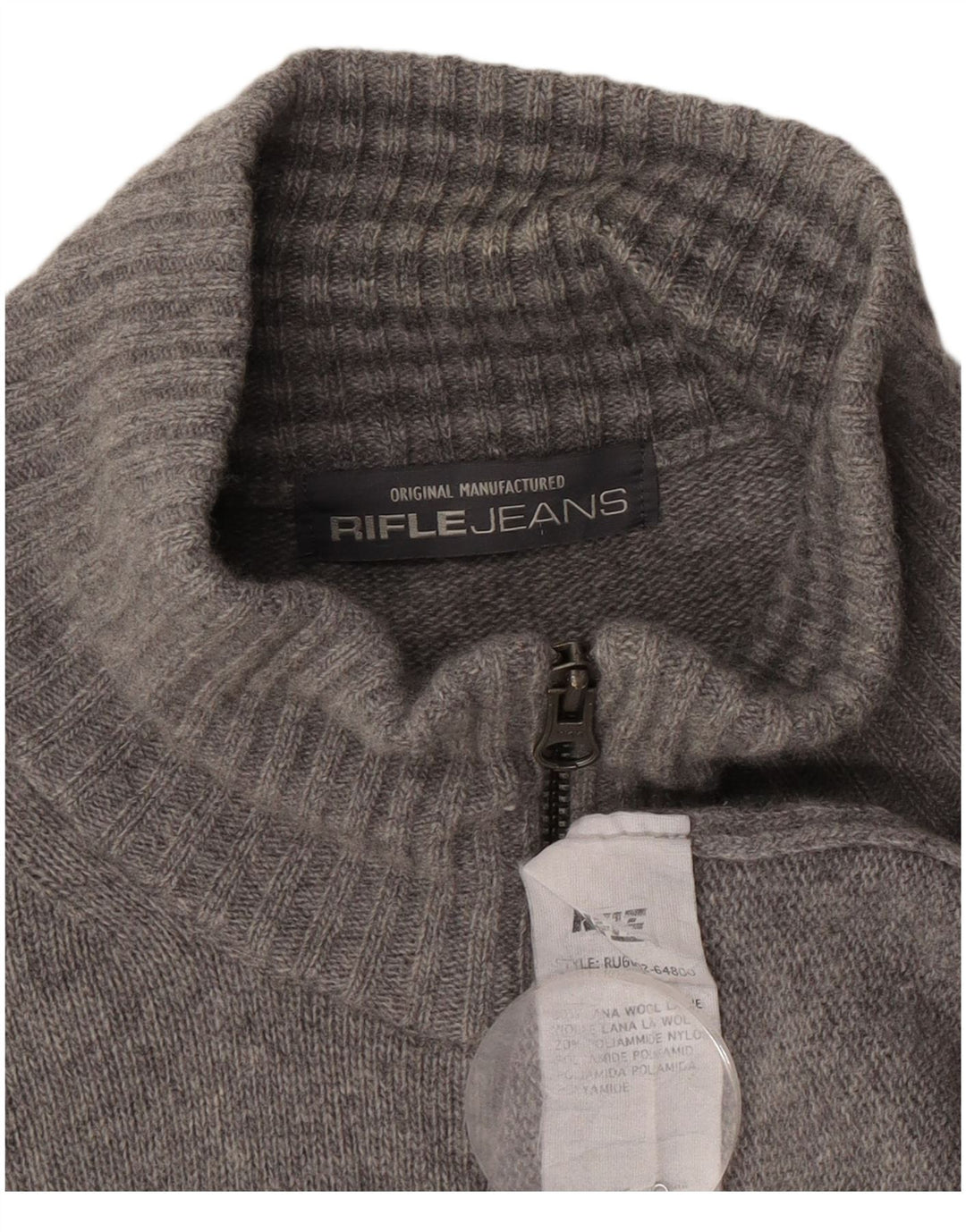 Suéter Cardigan Masculino Rifle 2XL Lã Cinza