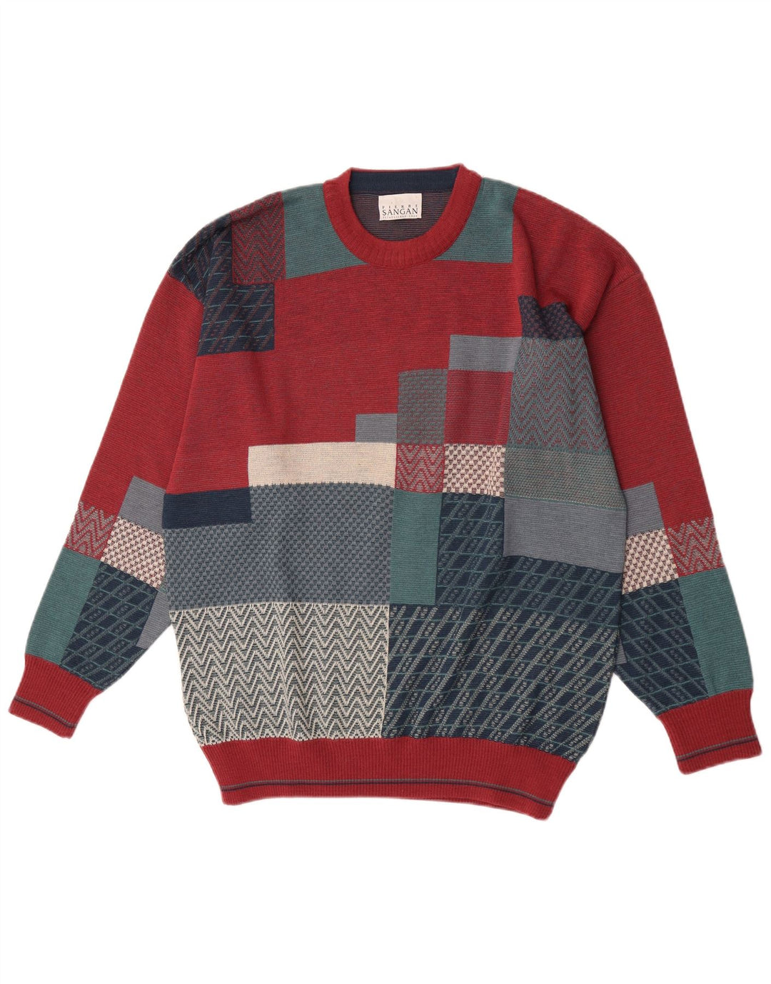 Suéter masculino Pierre Sangan com gola redonda e bloco colorido multicolorido XL