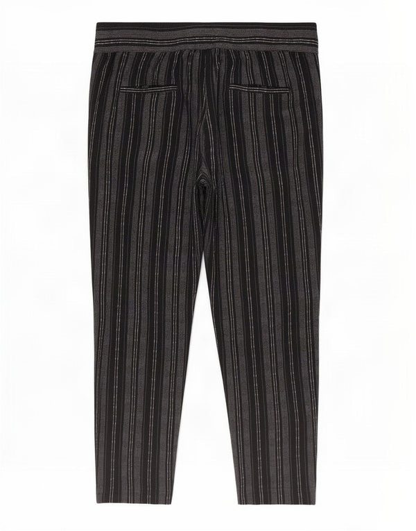 Calças cortadas femininas Marks & Spencer UK 16 grandes W36 L25 listradas pretas