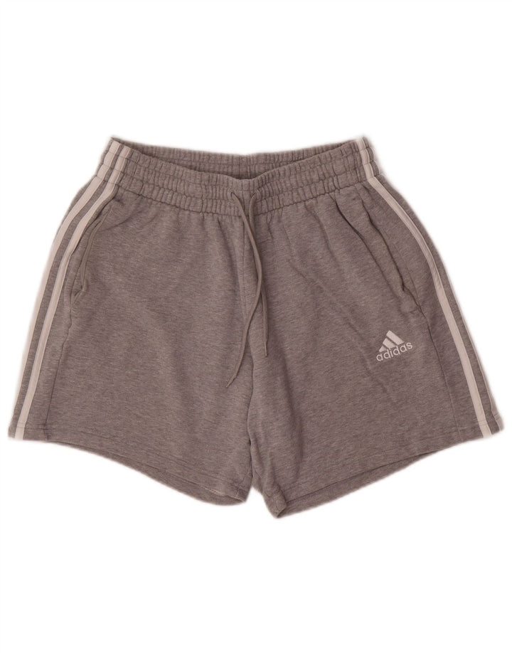 Shorts esportivos masculinos Adidas algodão cinza médio