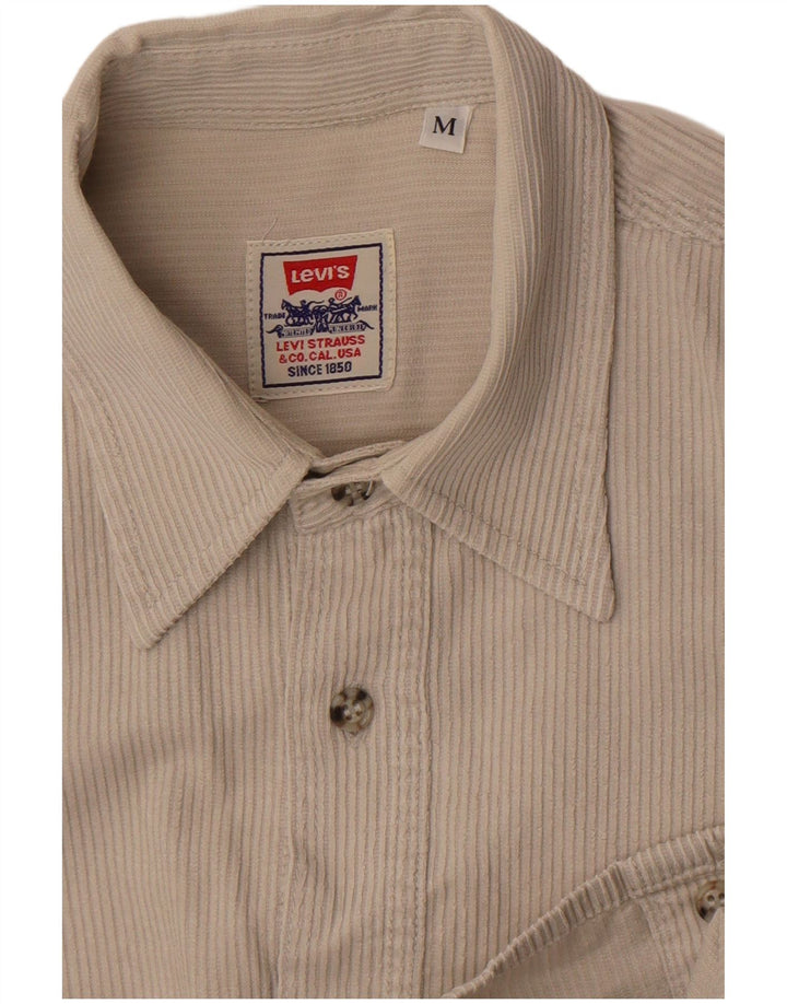 Camisa masculina de veludo cotelê Levi's médio off white