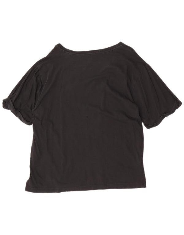 Camiseta feminina gráfica Pinko UK 14 algodão preto médio