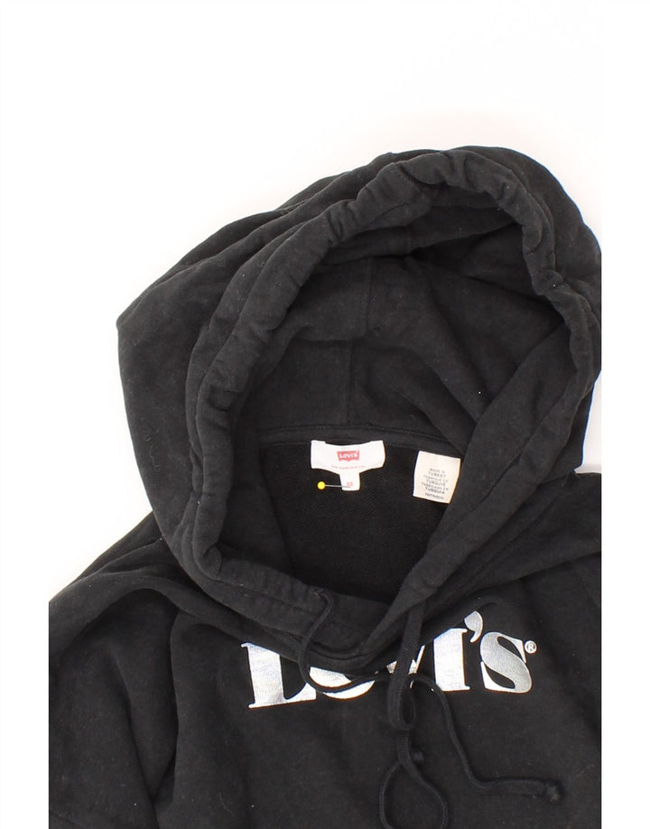 LEVI'S Mens Graphic Hoodie Jumper XS Black Cotton Vintage Levi's and Second-Hand Levi's from Messina Hembry 