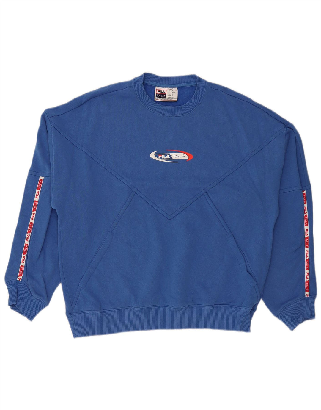 FILA Mens Graphic Moletom Jumper Pequeno Azul Algodão