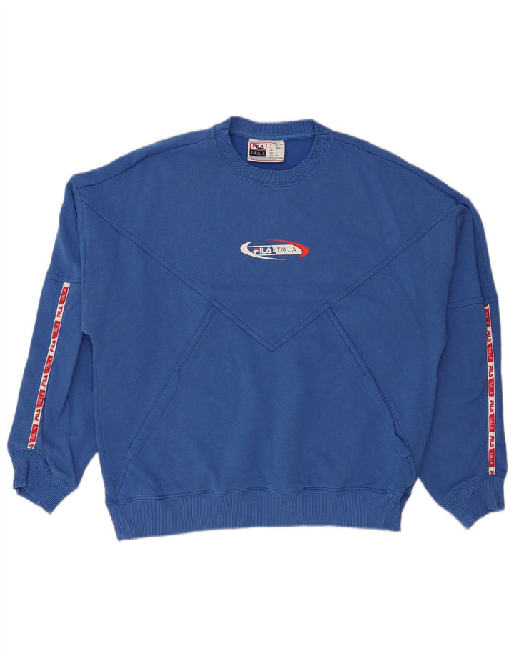 FILA Mens Graphic Moletom Jumper Pequeno Azul Algodão