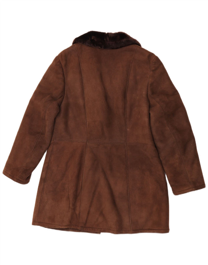 Casaco feminino de shearling BWS EU 44 XL marrom