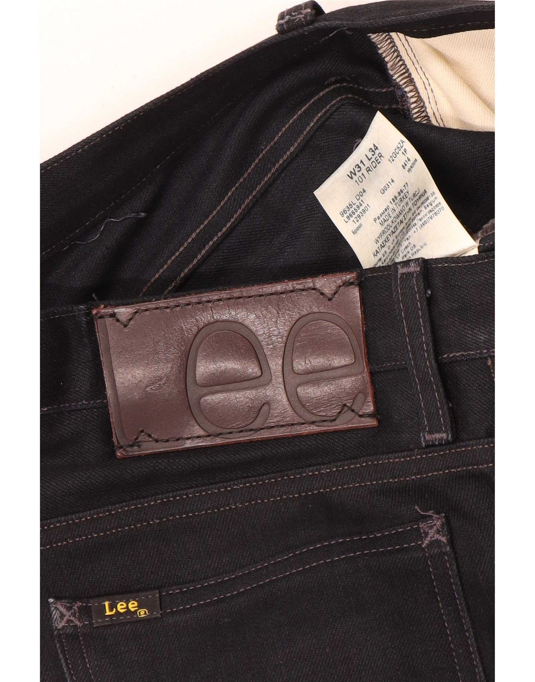 Lee Mens 101 Rider Slim Jeans W31 L34 Algodão Preto