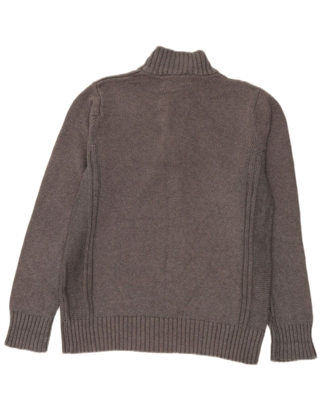 Suéter masculino Marks & Spencer azul porto com botão e gola pequena cinza