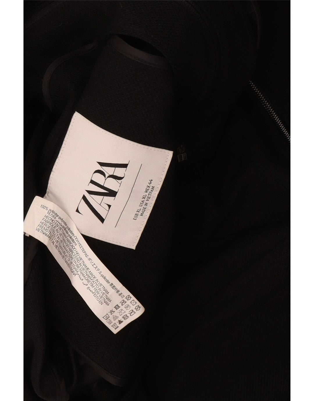 Jaqueta utilitária masculina Zara UK 42 XL poliéster preto