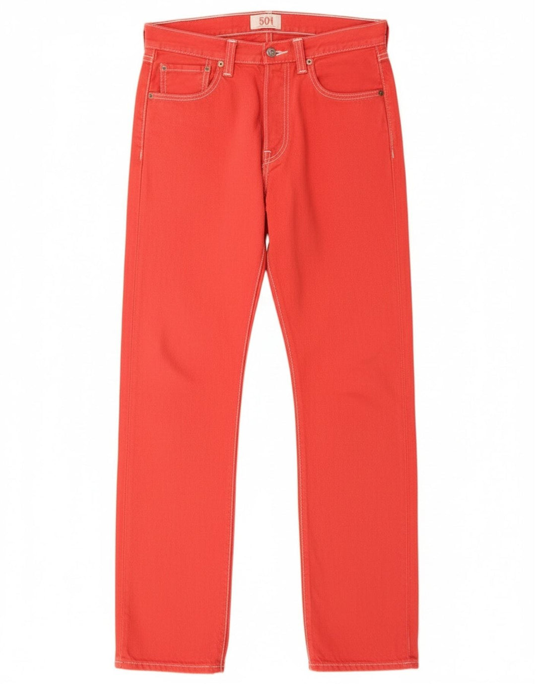 Calça jeans feminina Levi's 501 Straight W29 L32 algodão vermelho