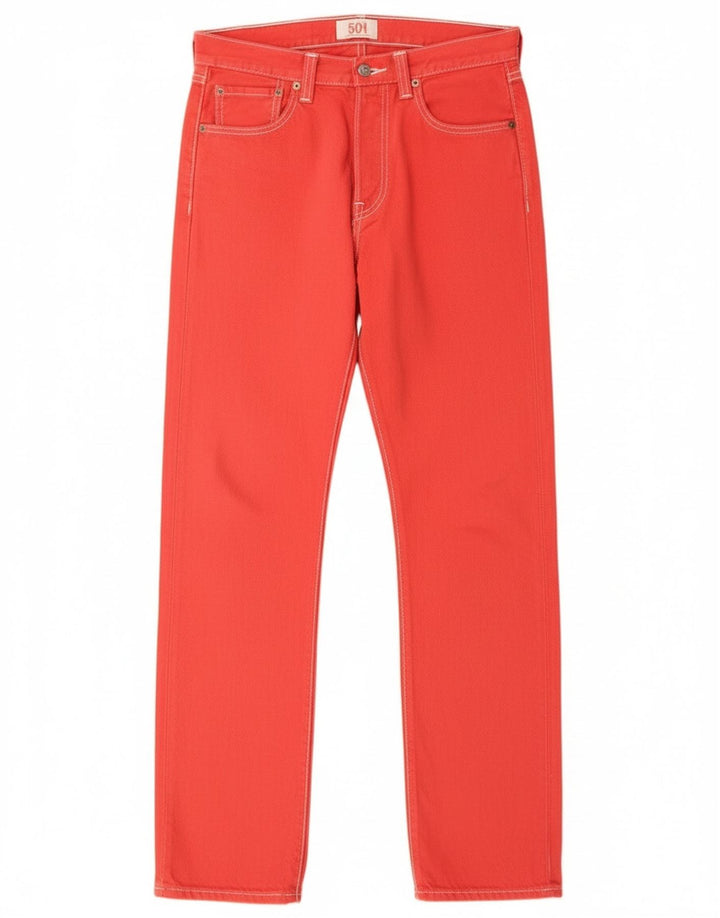 Calça jeans feminina Levi's 501 Straight W29 L32 algodão vermelho