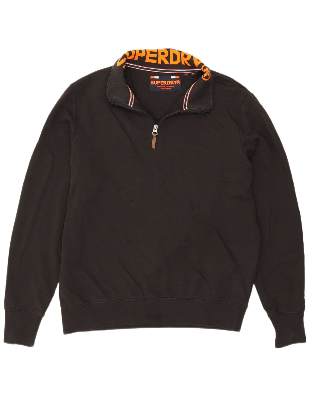 Suéter masculino Superdry com zíper e gola XL em algodão preto