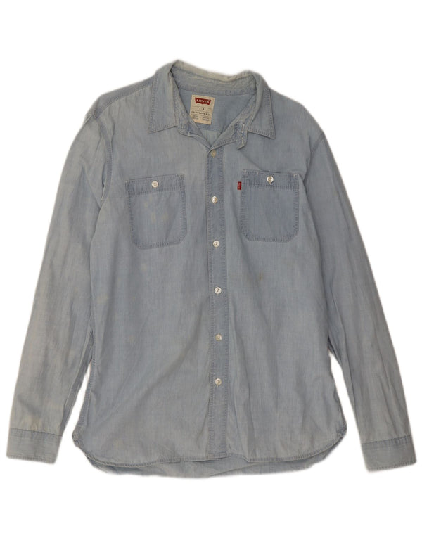 Camisa jeans masculina Levi's grande algodão azul
