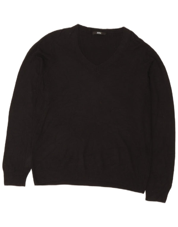 Suéter feminino Marks & Spencer com decote em V UK 20 2XL Viscose preta