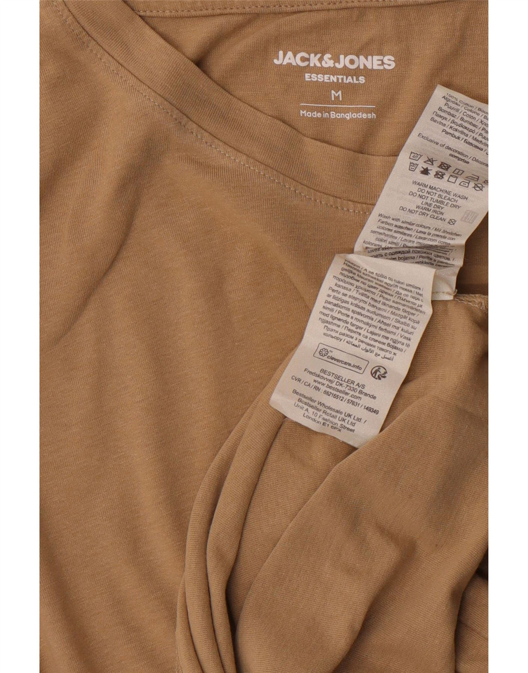 Camiseta masculina JACK & JONES algodão bege médio