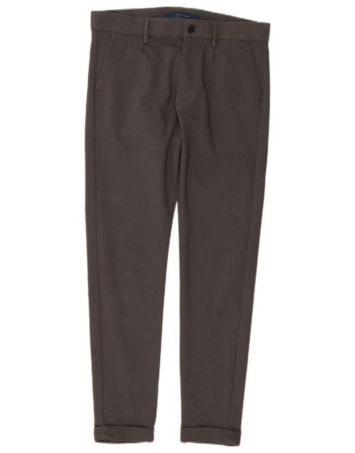 ZARA Mens Slim Chino Calças EU 40 Médio W31 L28 Algodão Cinza