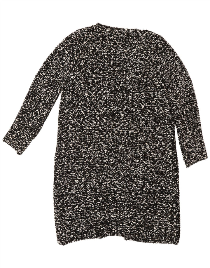 Suéter cardigã feminino Zara Longline Reino Unido 14 médio preto manchado