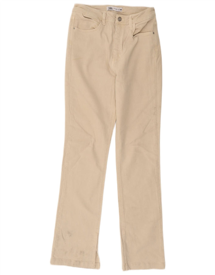 Calça jeans reta feminina Zara EU 38 pequena W28 L31 bege