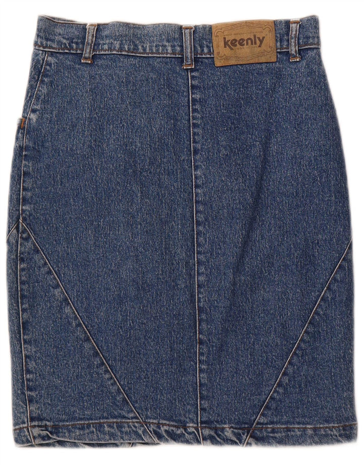 Saia jeans feminina vintage W28 algodão azul médio