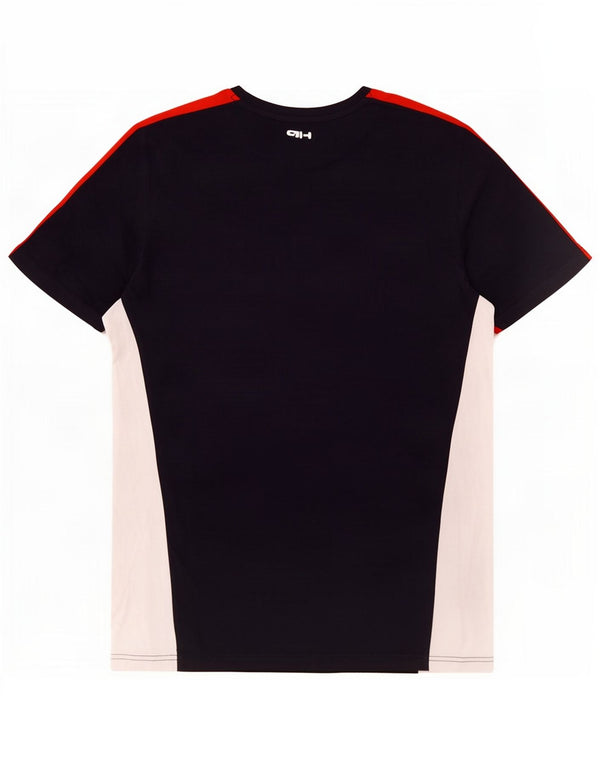 Camiseta masculina Fila Top médio azul marinho algodão colorblock