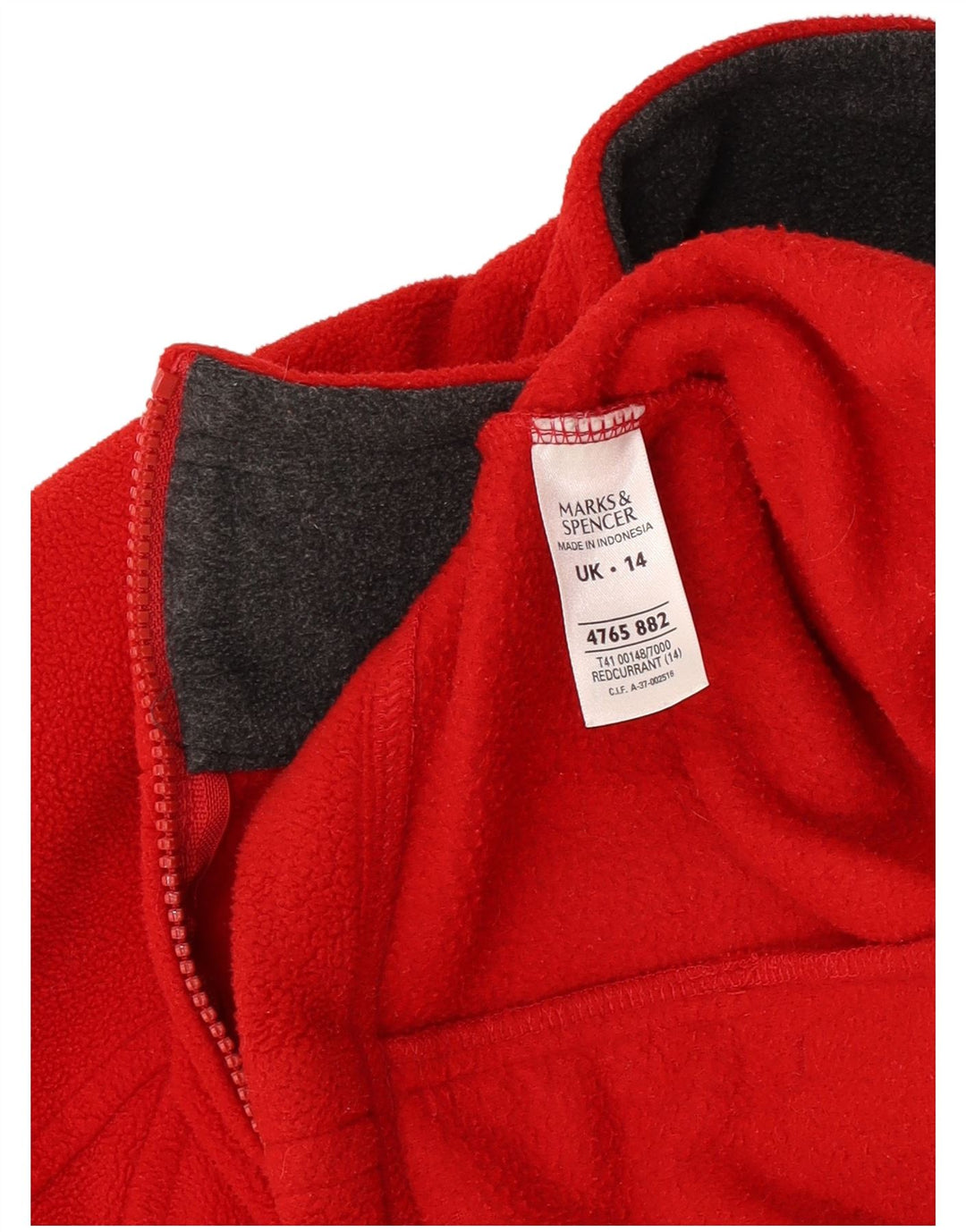Jaqueta de lã feminina Marks & Spencer Reino Unido 14 grande poliéster vermelho