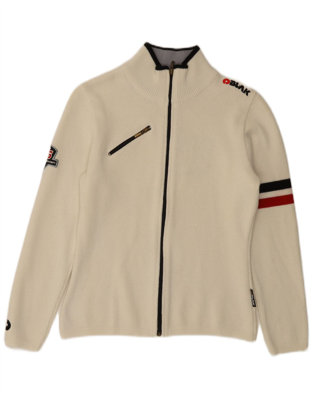 Suéter cardigã feminino vintage com estampa UK 10 pequeno off white